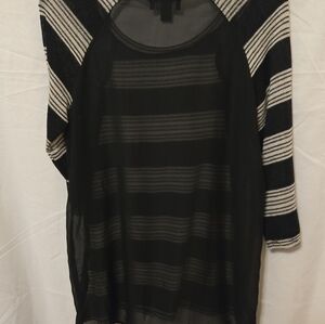 AB Studio Black and White Striped Blouse
